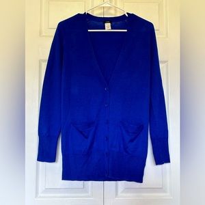 J.Crew Blue V-Neck Merino Wool Cardigan Sweater Size XS